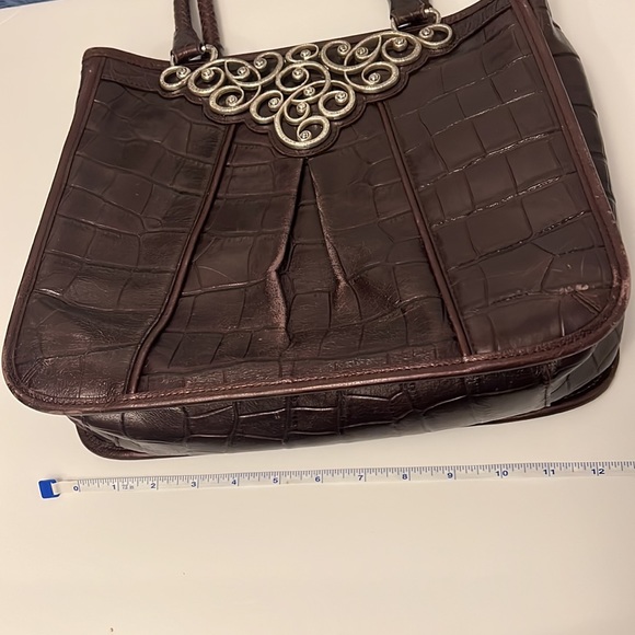 Brighton, Brown crocodile, print, leather shoulder bag - Picture 4 of 12
